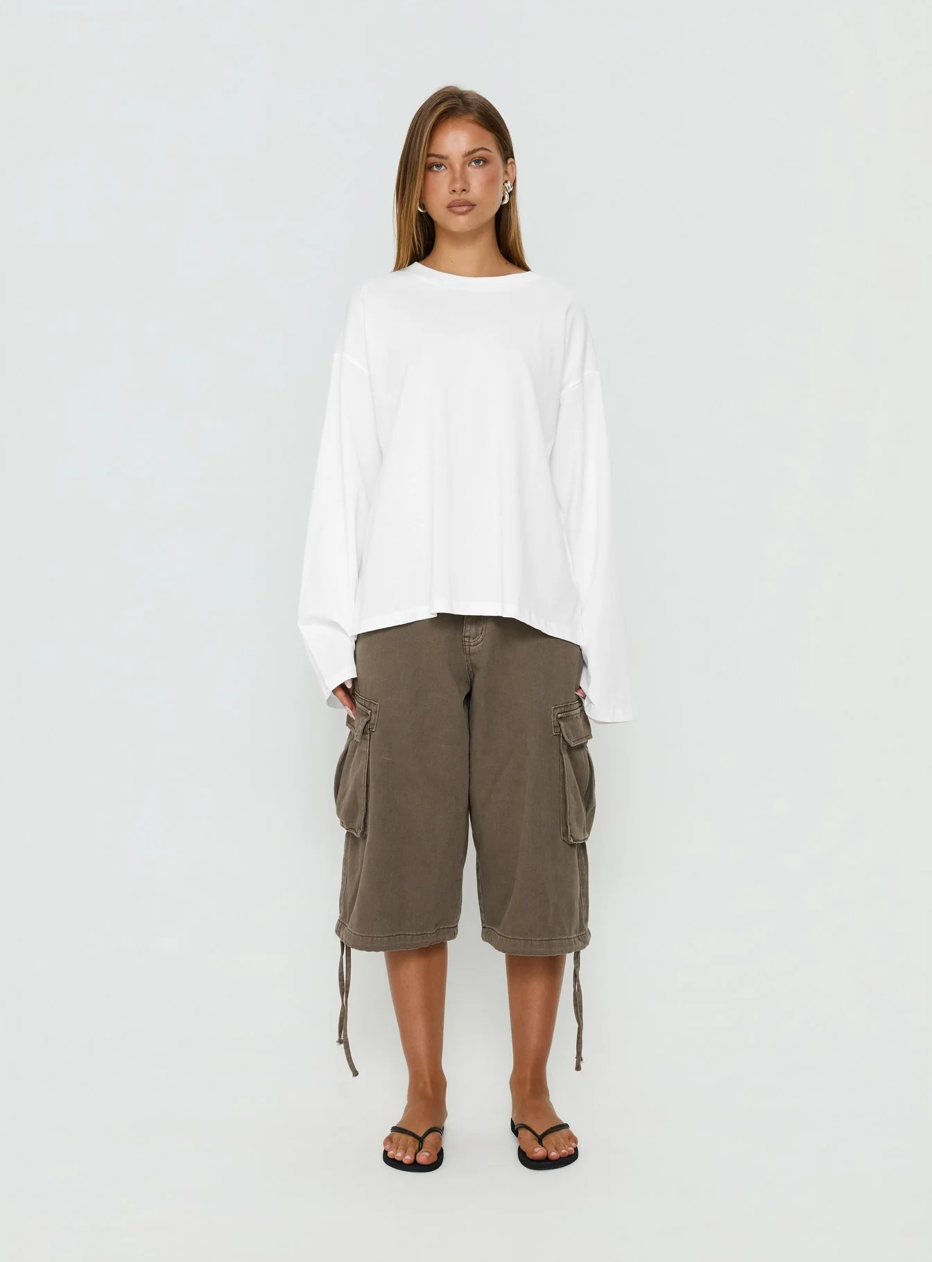 Settle Down Long Sleeve Top White