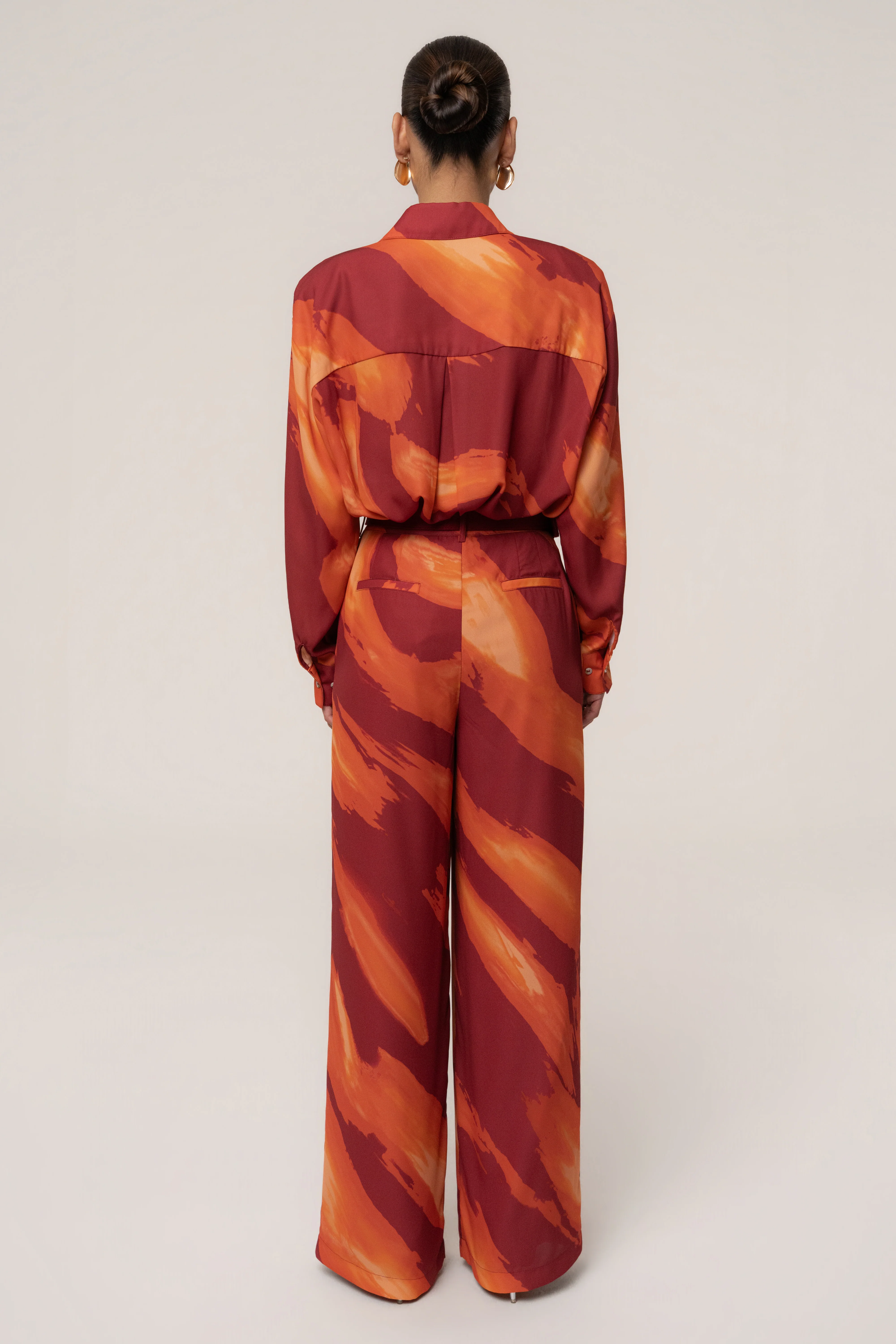 Crimson Dusk Soft Pleated Trouser