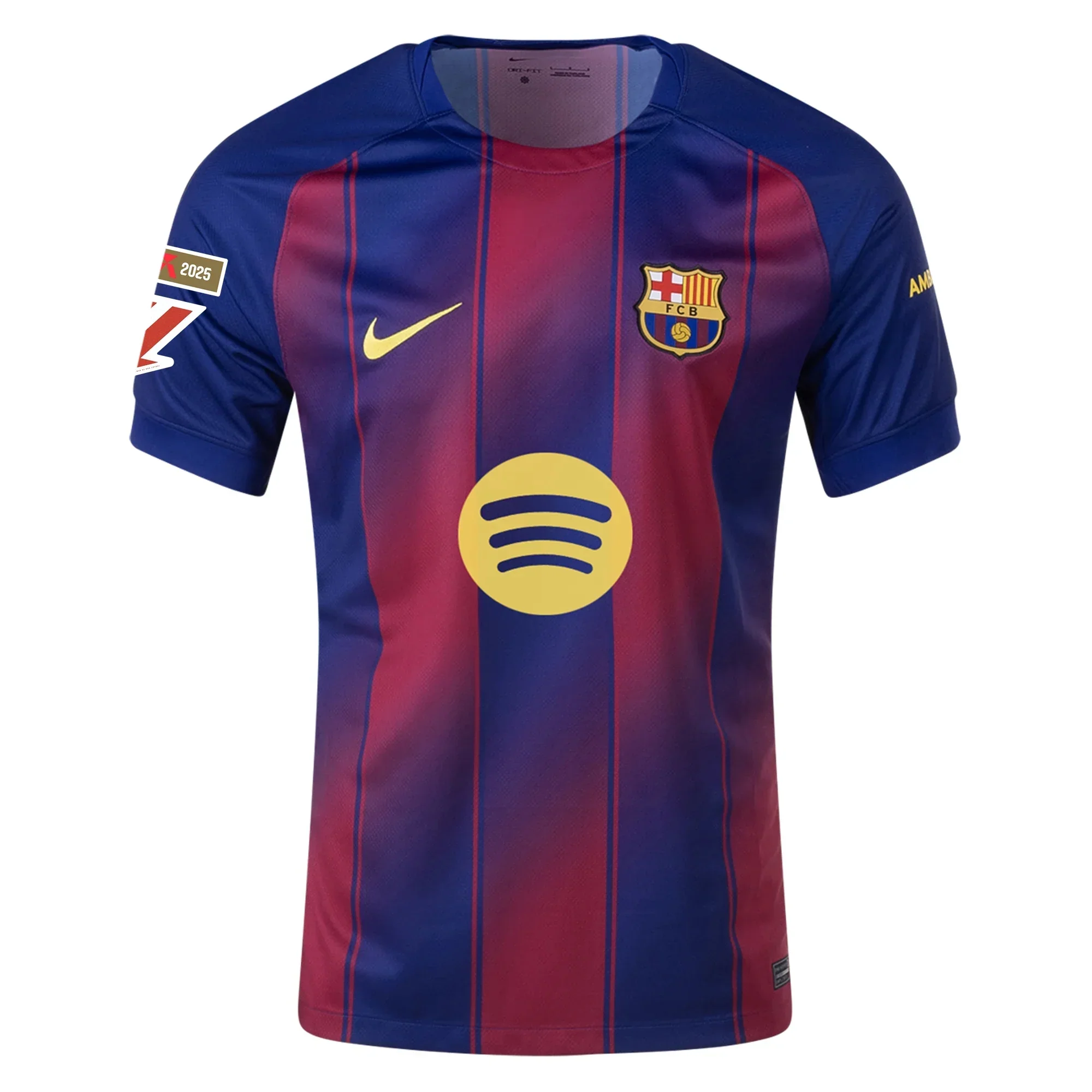 Men's Lamine Yamal Barcelona Home Jersey 25/26 w/ La Liga Patches (Deep Royal Blue/Midwest Gold)