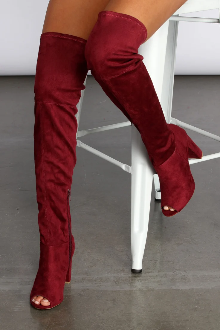 Stack Up Peep Toe Boots