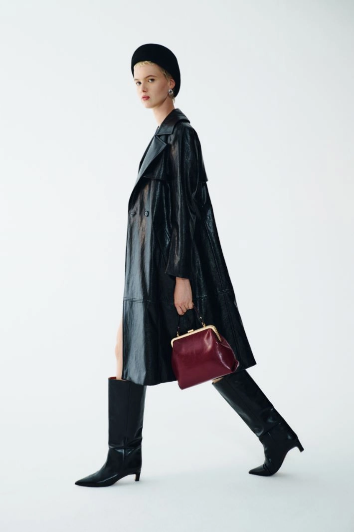 A-line coated jersey skirt - BLACK