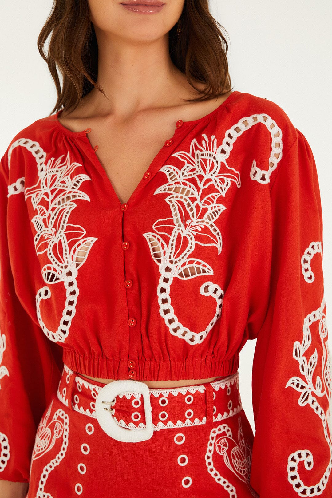 Red Richelieu Blouse
