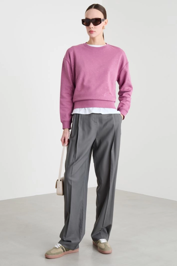 Rhinestone-Embellished Sweatshirt - PINK