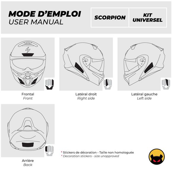 Fear The Yellow Bear Reflective Stickers REPLICA SCORPION EXO UNIVERSAL KIT - WhiteRef: FYB0003