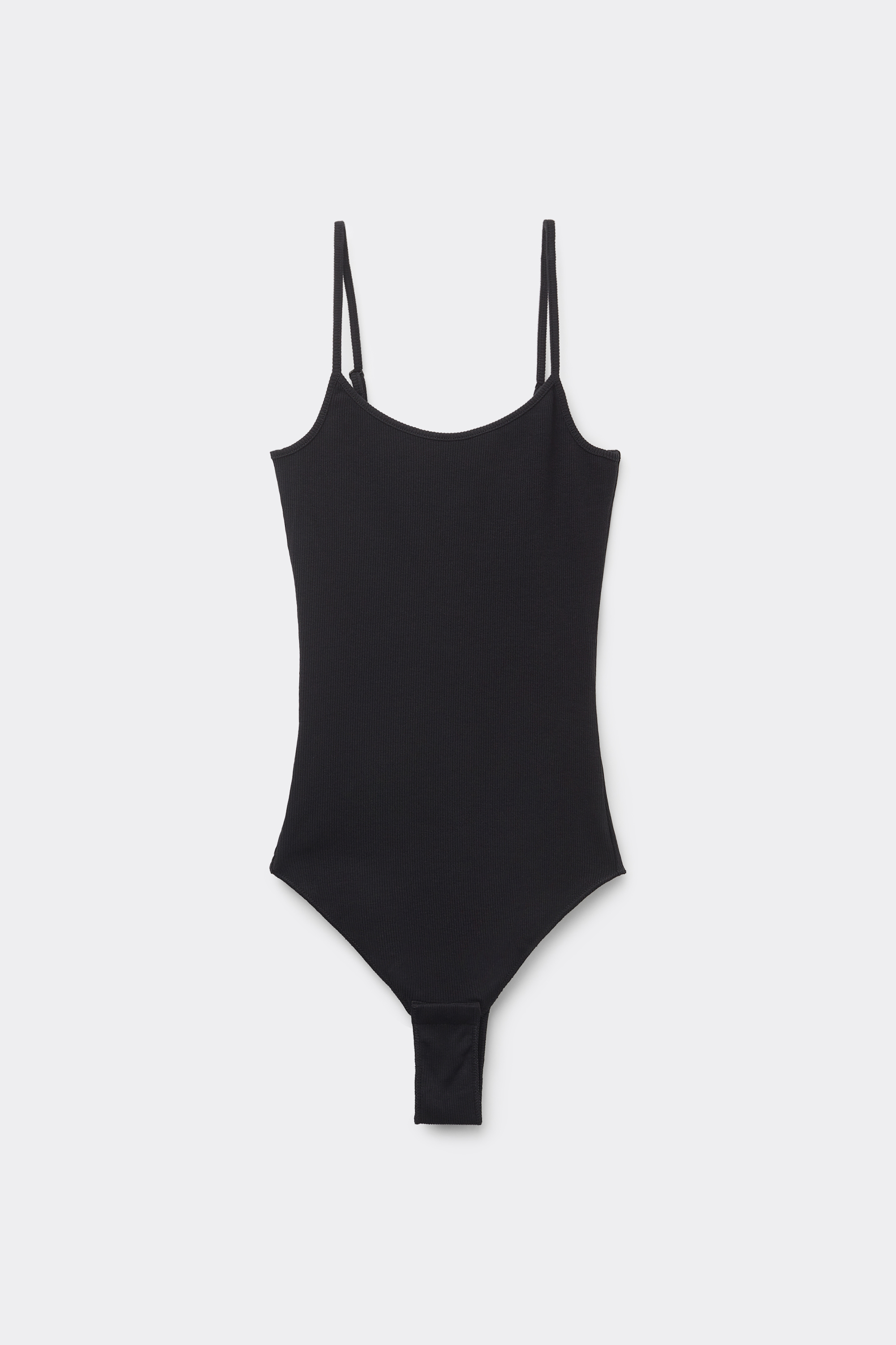 Ribbed Cotton Body with Thin Shoulder Straps
