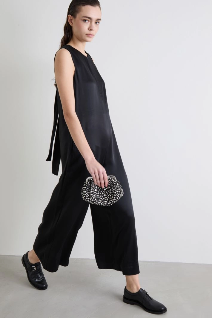 Jumpsuit with ribbons on the back - BLACK