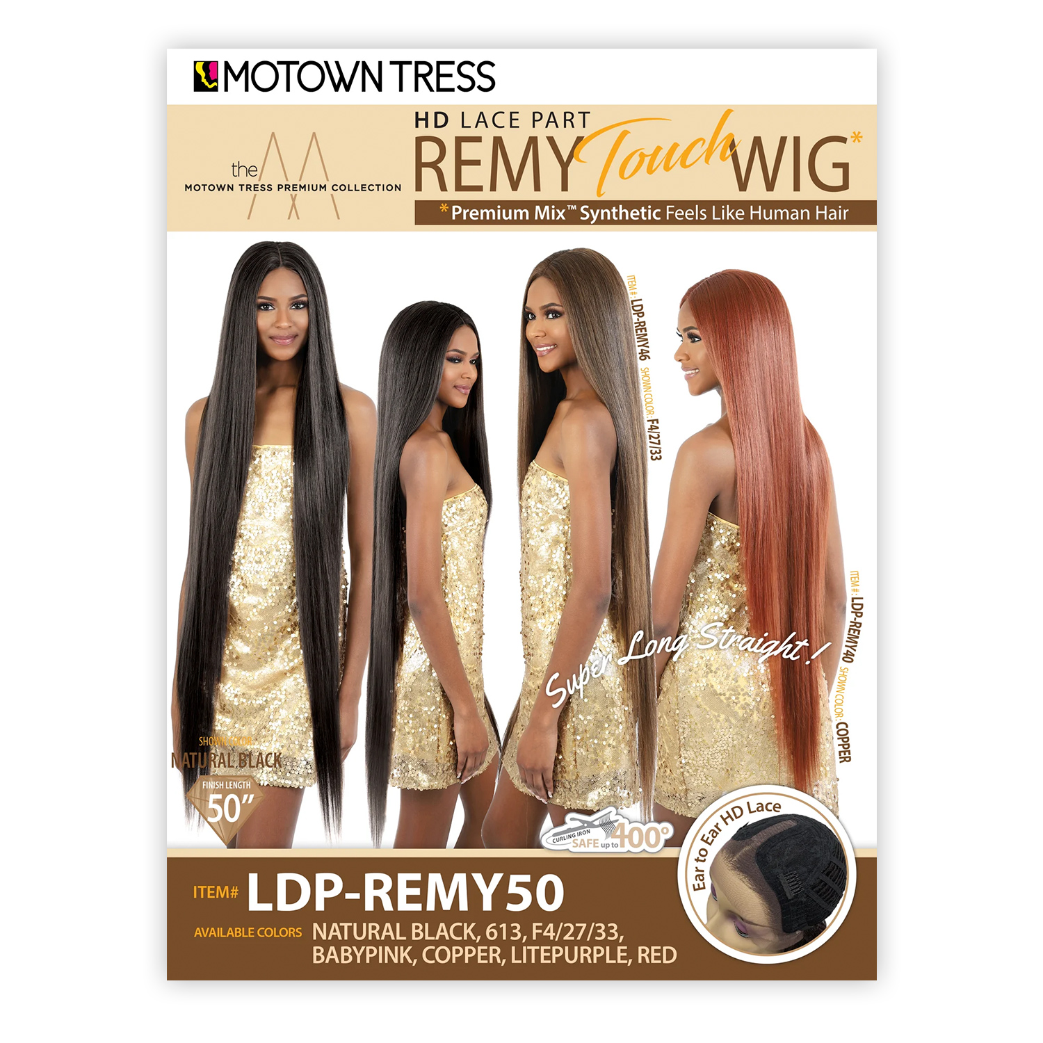 Motown Tress HD Lace Front Wig Remy Touch Premium Mix LDP-Remy 50