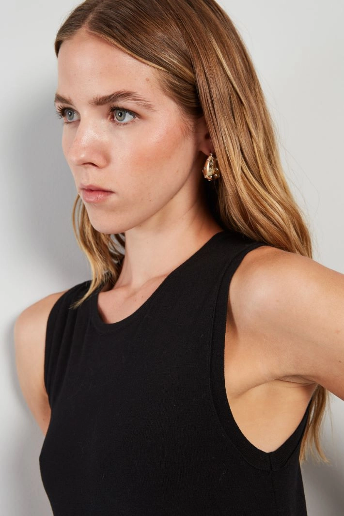 A-line knitted dress - BLACK