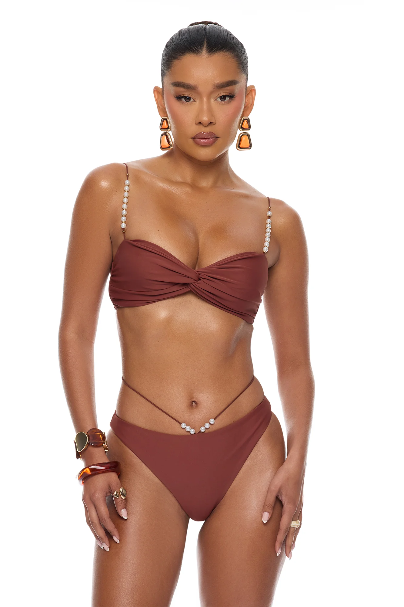 Melodie Pearl 3 Piece Bikini Set - Brown
