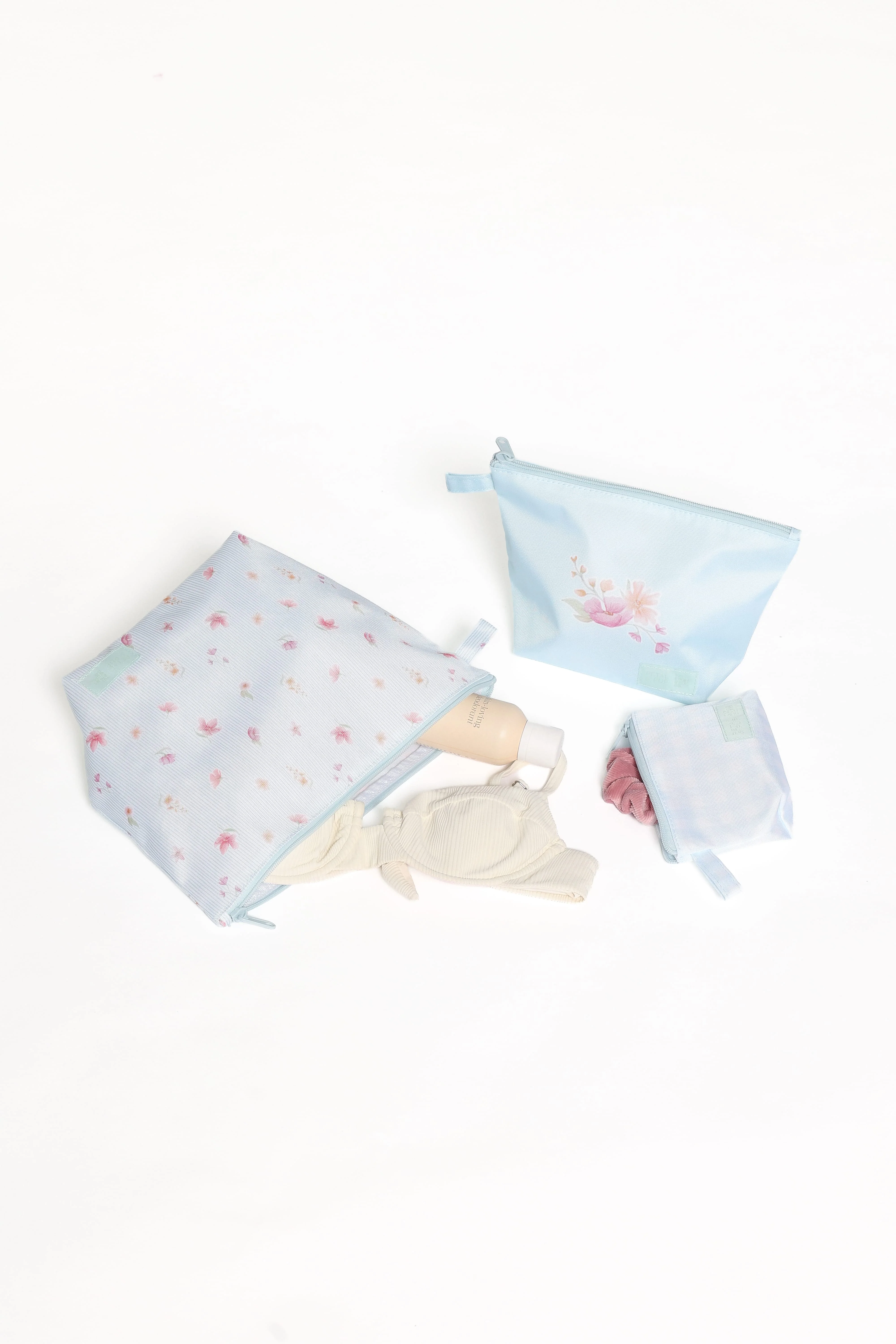 Handy Pouch Trio - Blue Garden Stripe