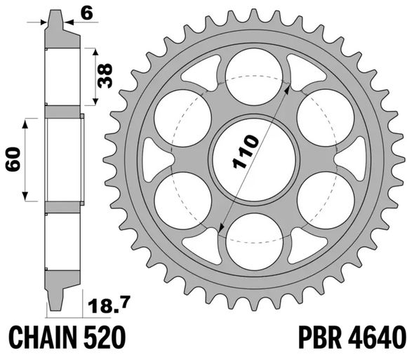 Couronne PBR acier C45 revenu 4640 - 520 43 dentsRef : PBR01638A / 1151200001