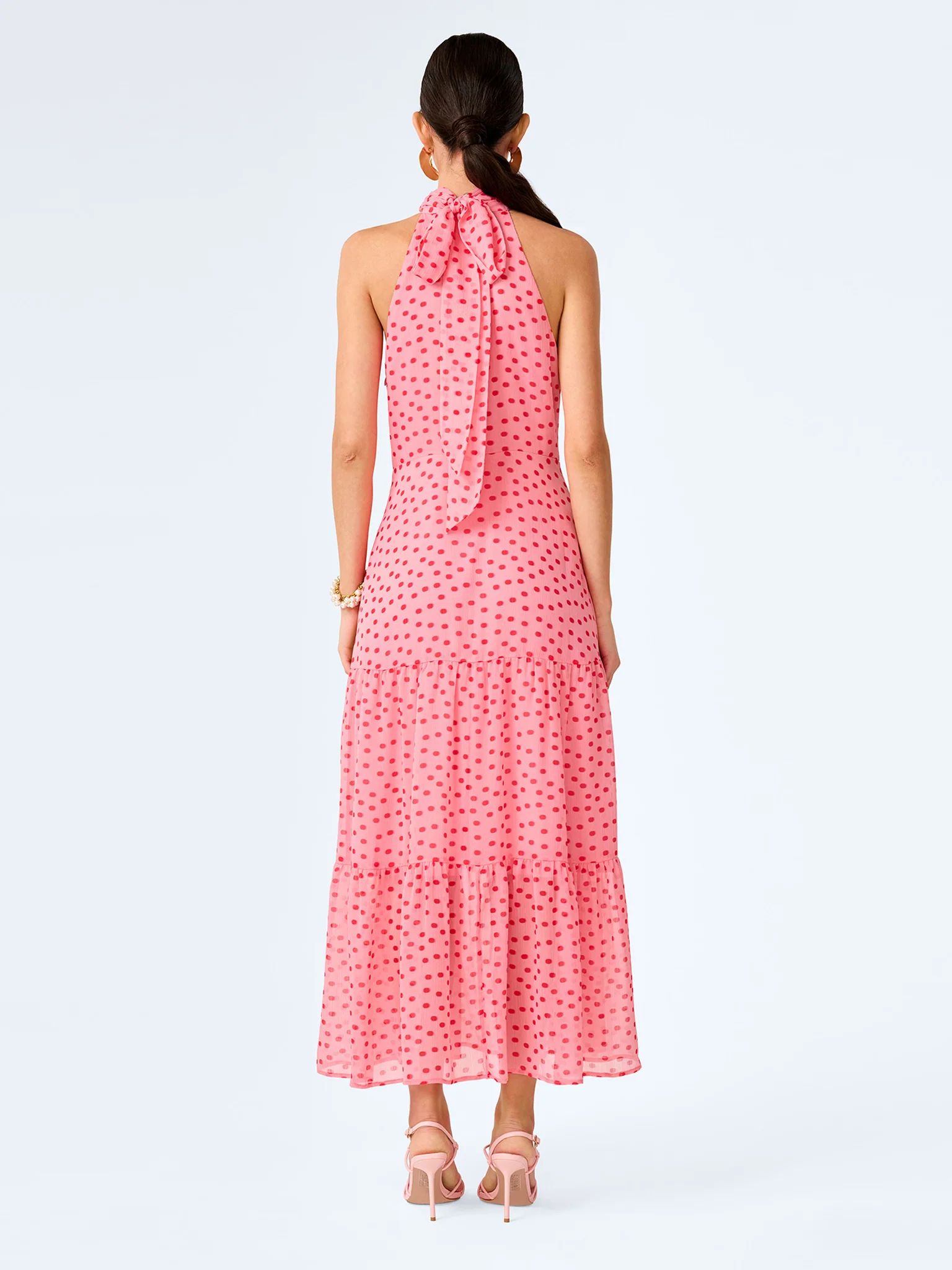 Romeo Dress in Pink and Red Mini Polka Dot