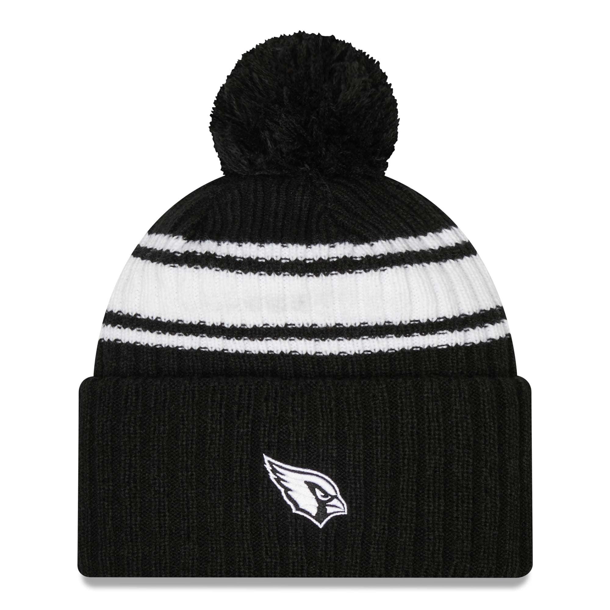 Arizona Cardinals Official 2022 NFL Sideline New Era Sport Knit Hat Black & White
