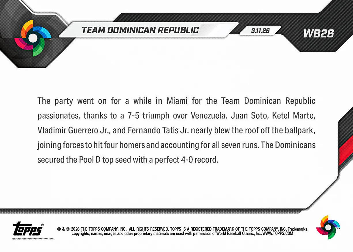 Team Dominican Republic - 2026 World Baseball Classic Topps NOW® - Card 26