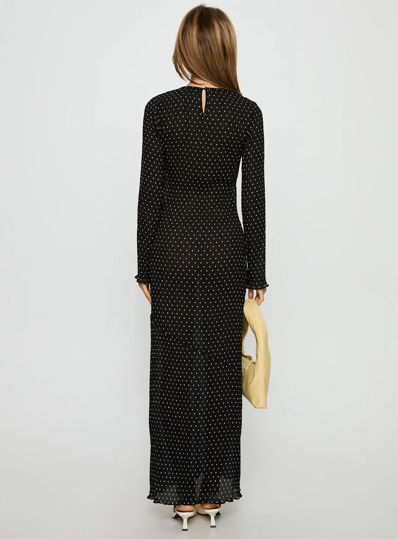 Haven Long Sleeve Maxi Dress Noir Polka