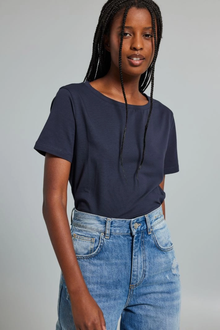 Cotton T-shirt - NIGHT BLUE