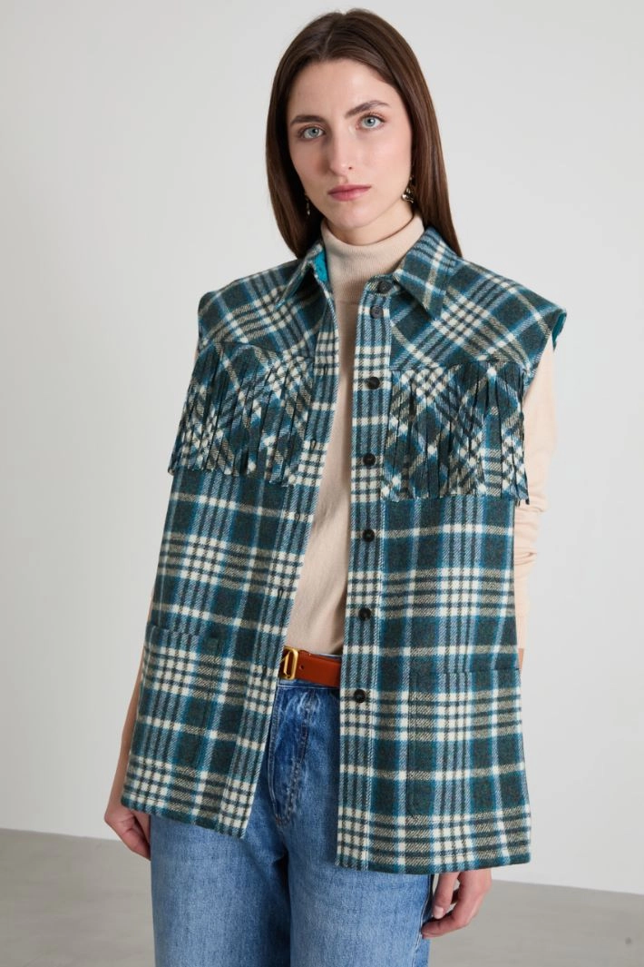 Wool flannel gilet - GREEN