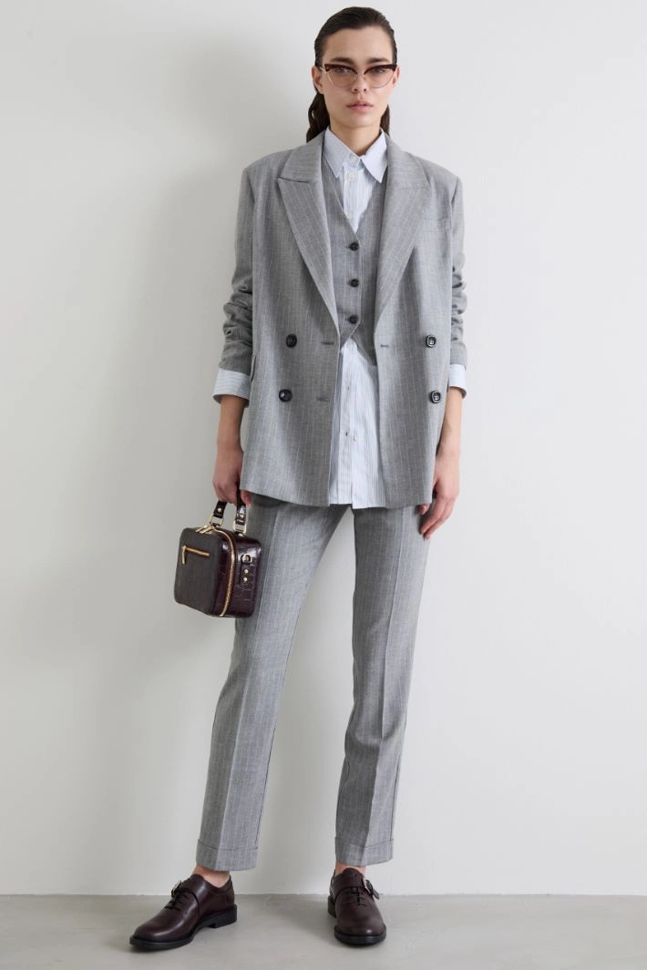 Canvas and twill gilet - PINSTRIPED GREY