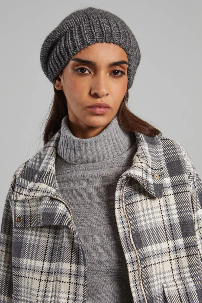 Wool and alpaca beanie hat - MEDIUM GREY