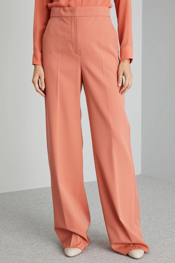 High-waisted wool trousers - SALMON
