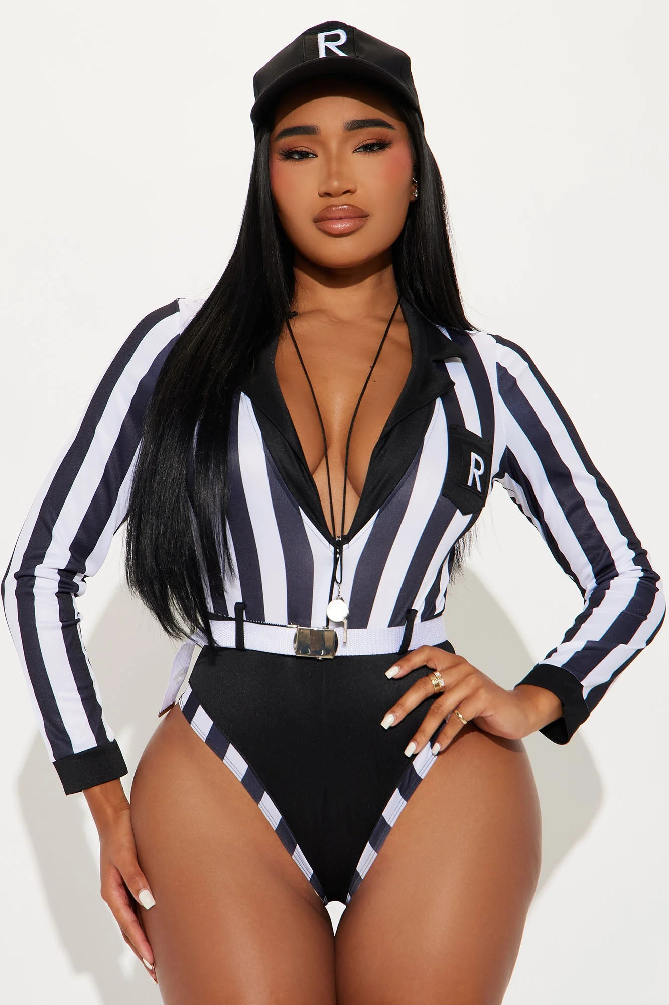 Call My Shots Referee 4 Piece Costume Set - Black/White