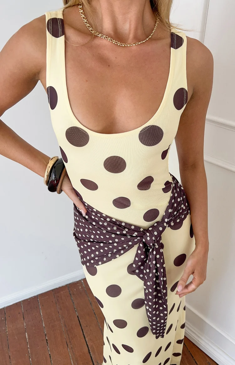 Kela Yellow Polka Dot Maxi Dress