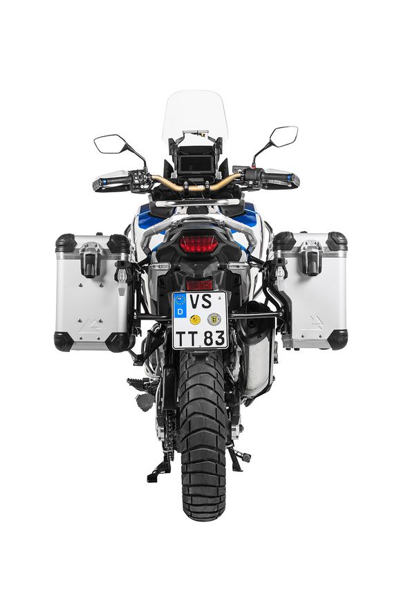 Touratech ZEGA Evo X suitcase With 38/38 offset - Black support included - Gray anodizedRef: Trt01816A / 01-403-7066-0