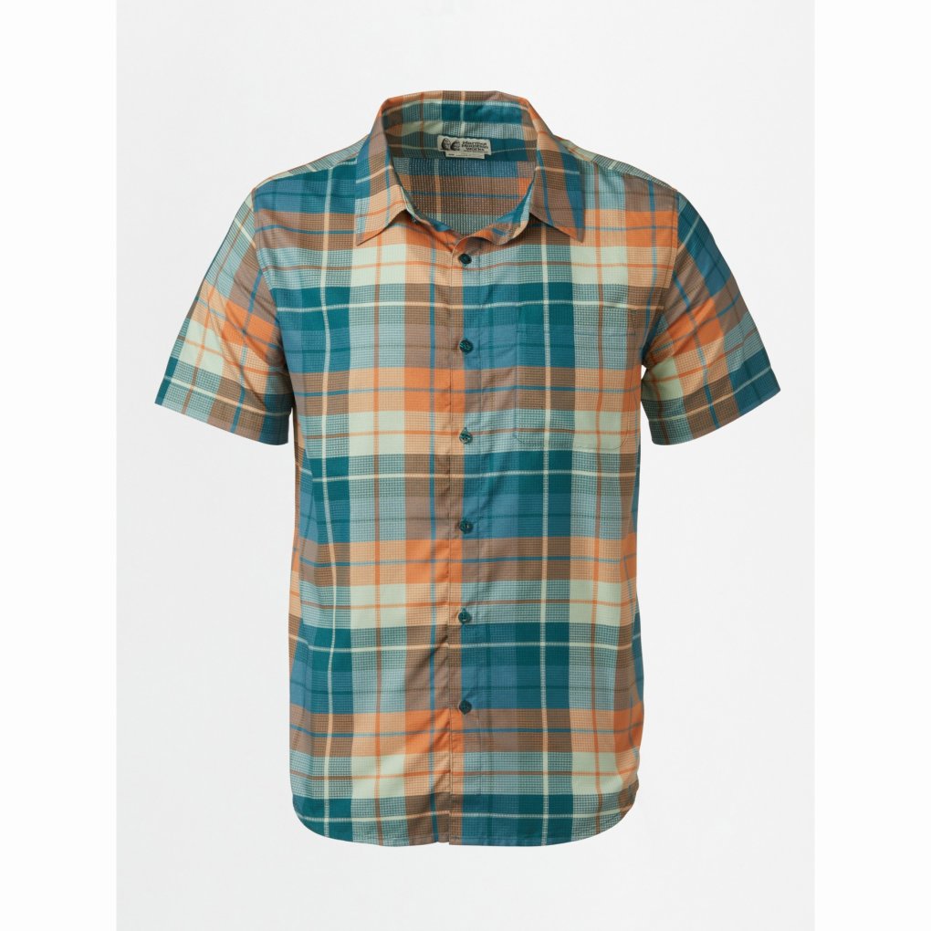 Marmot Aerobora Novelty Short Sleeve Shirt Men - dark jungle wayland plaid