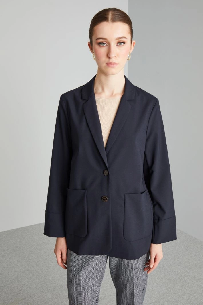 Blazer with patch pockets - DARK BLUE