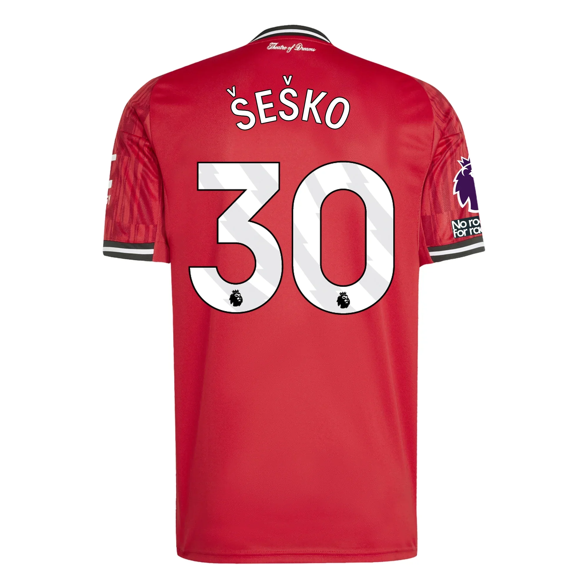 Sesko Men's Manchester United Home Jersey 25/26 w/ EPL + NRFR Patches (Red)