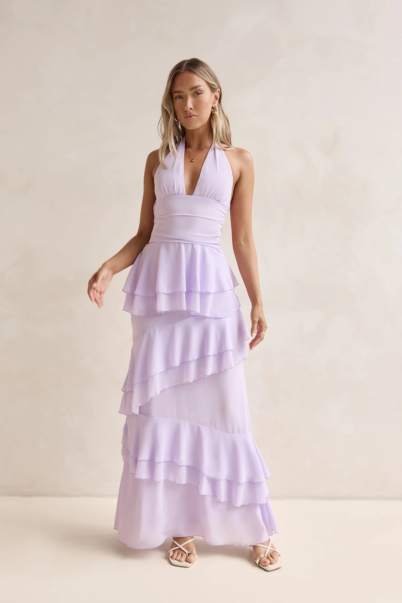 Path Of Fate Halter Maxi Dress Lilac