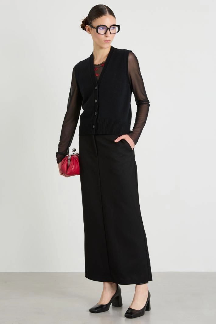 Wool and cashmere gilet - BLACK
