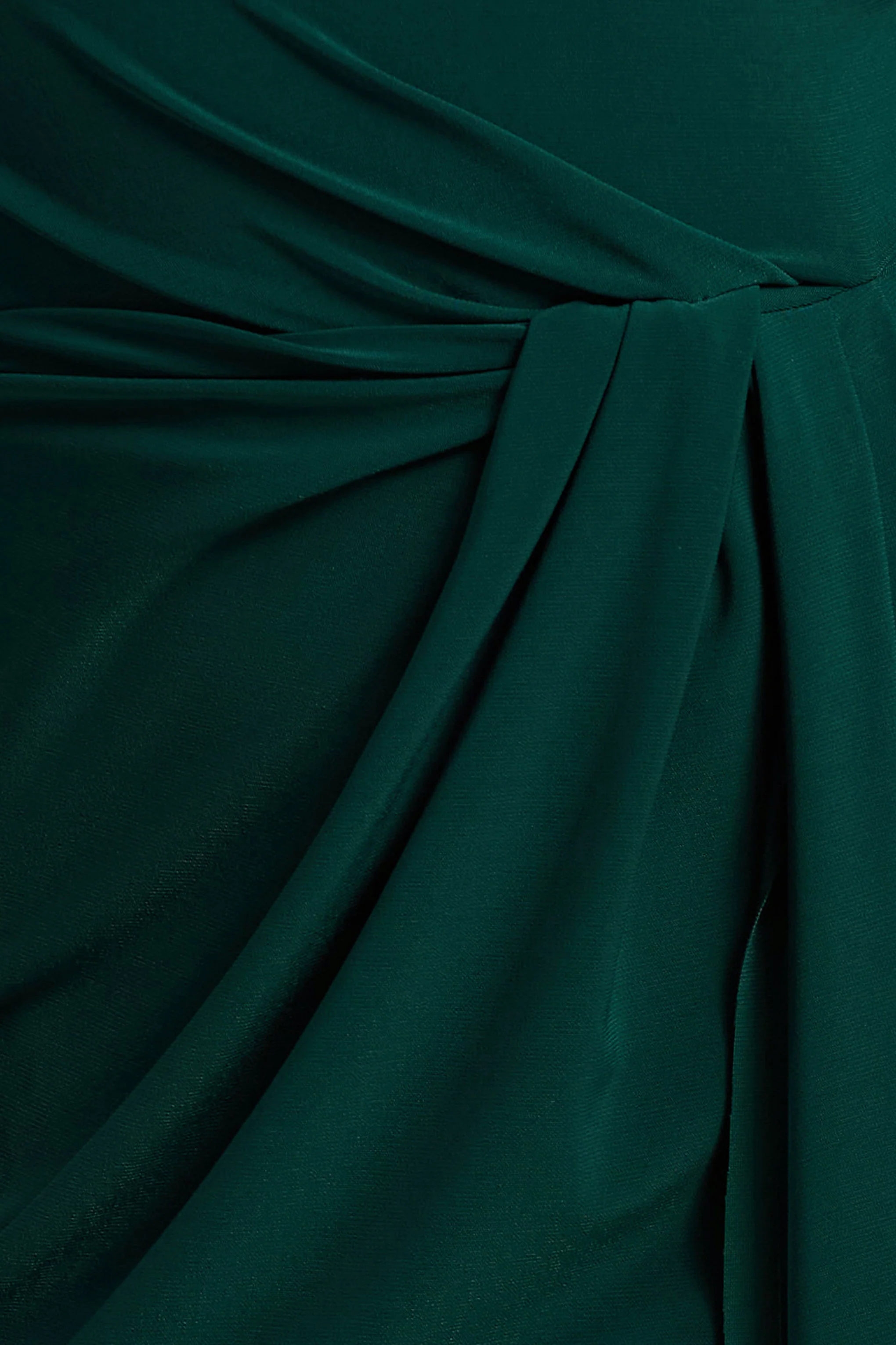 Khari | Bottle Green High-Neck Twisted Maxi Dress With Drape