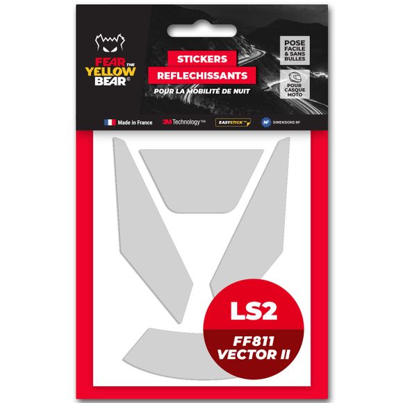 Fear The Yellow Bear REPLICA Reflective Stickers LS2 FF811 Vector II - WhiteRef: FYB0037