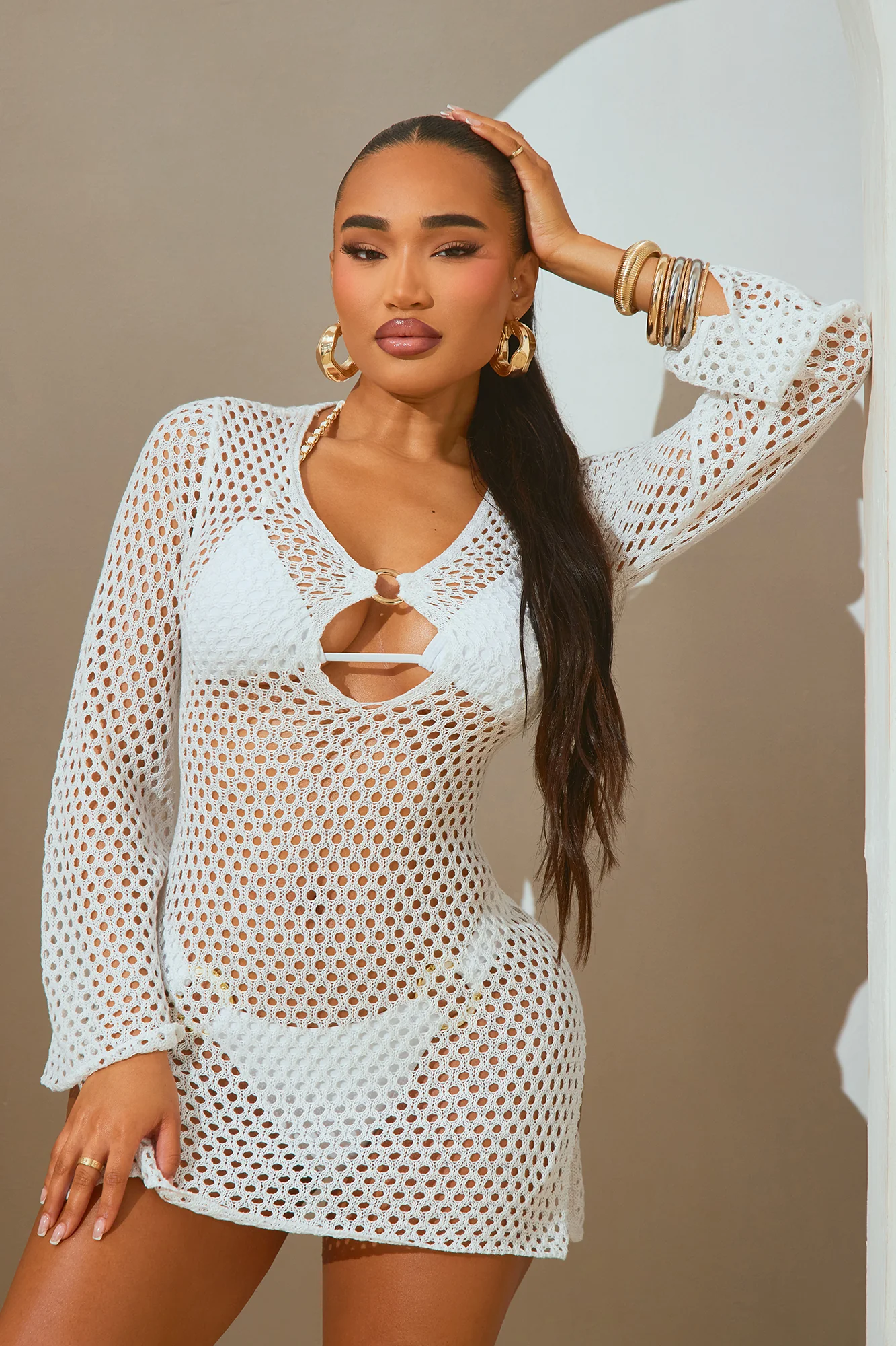Find Me In Greece Crochet Cover Up Dress - White
