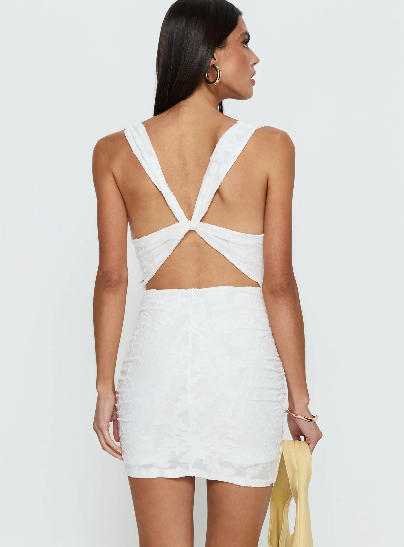 Brigetta Cowl Neck Mini Dress White