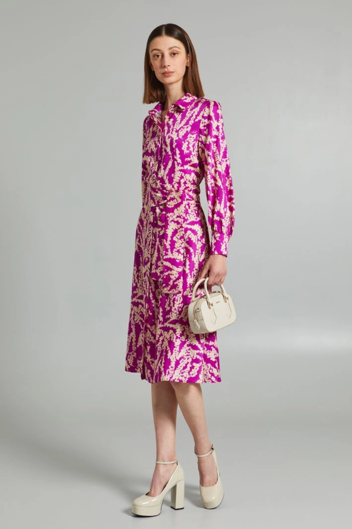 Long-sleeved shirt dress - CYCLAMEN IVORY