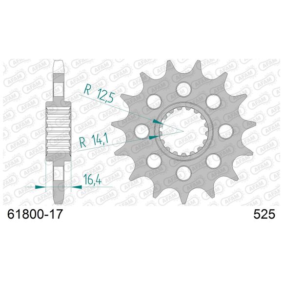 Kit chaine AFAM 525 Type Acier PremiumRef : AA0256 / KIT105991