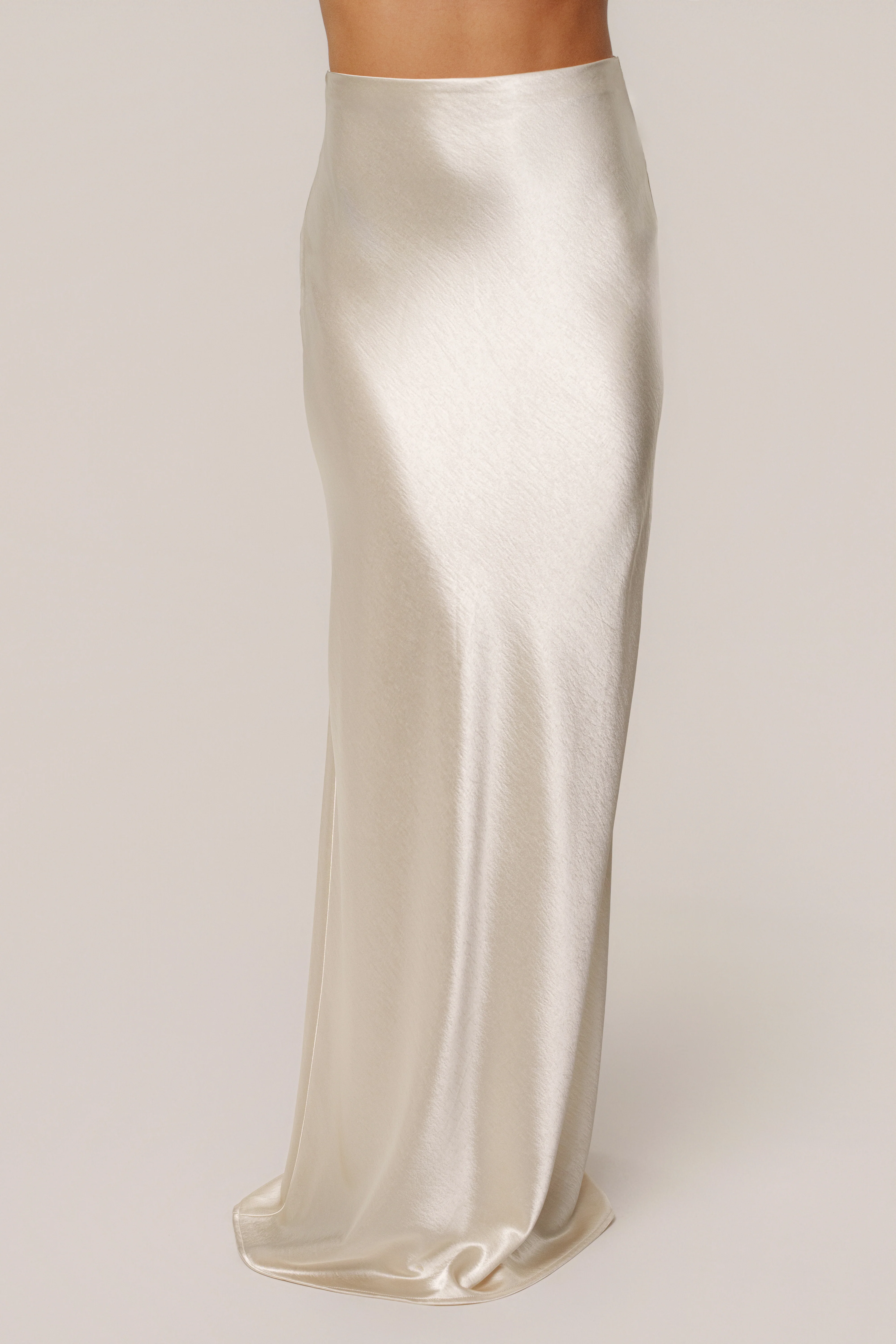 Champagne Tradition Satin Maxi Skirt