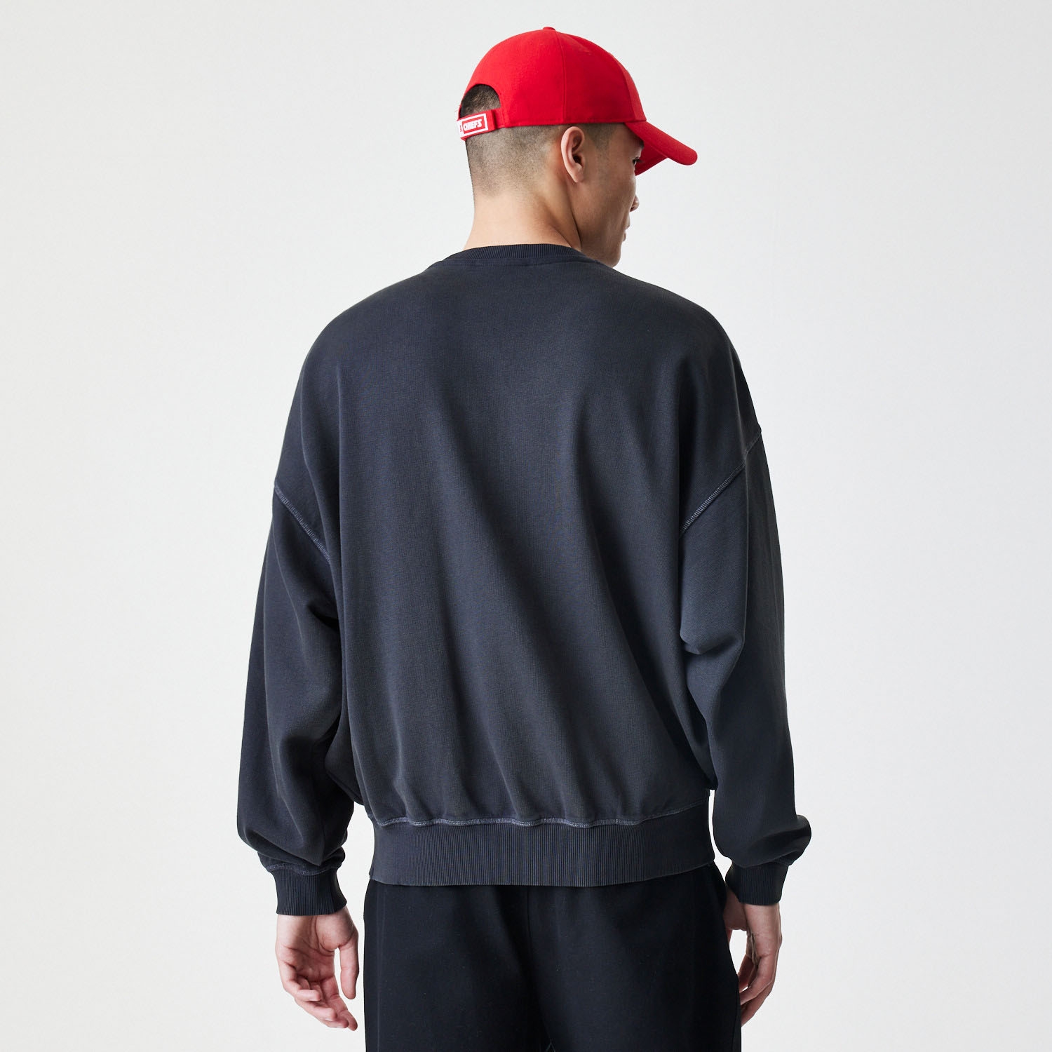 Kansas City Chiefs Washed Oversized NFL Crew Neck Sweater Black