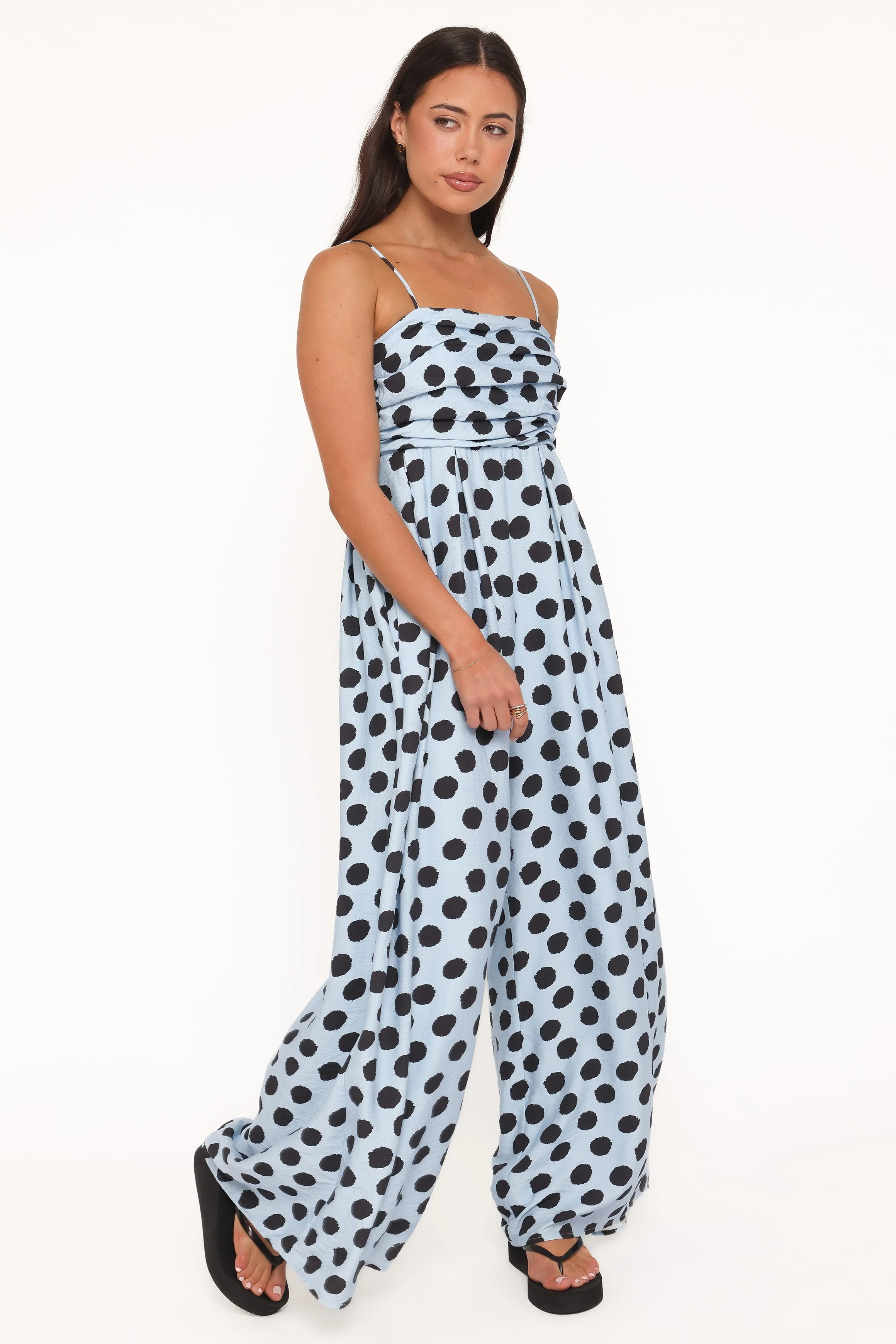 Pricilla Jumpsuit - Blue Polka Dot