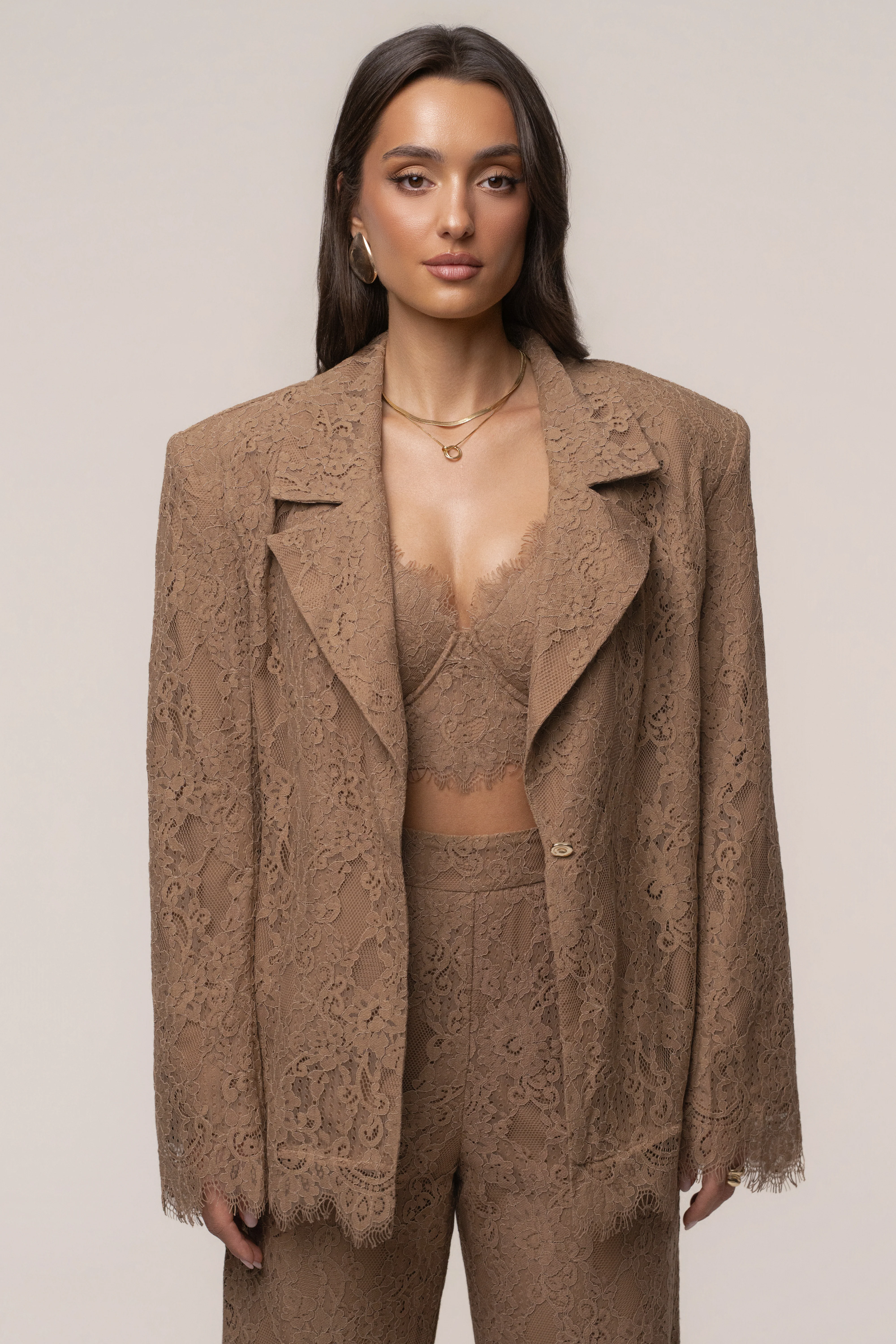 Tan Lace And Desire Blazer