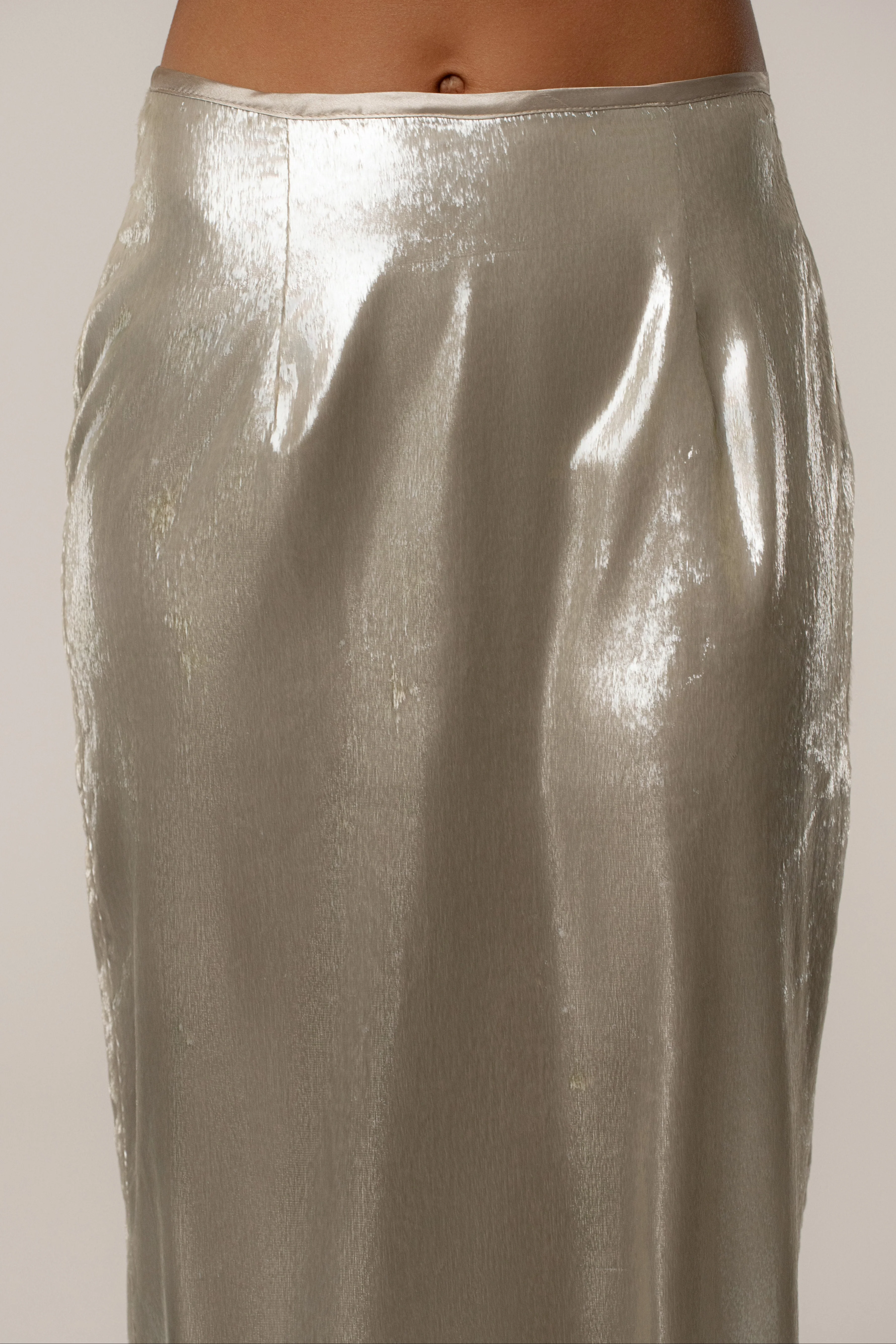 Beige Illuminate Maxi Skirt