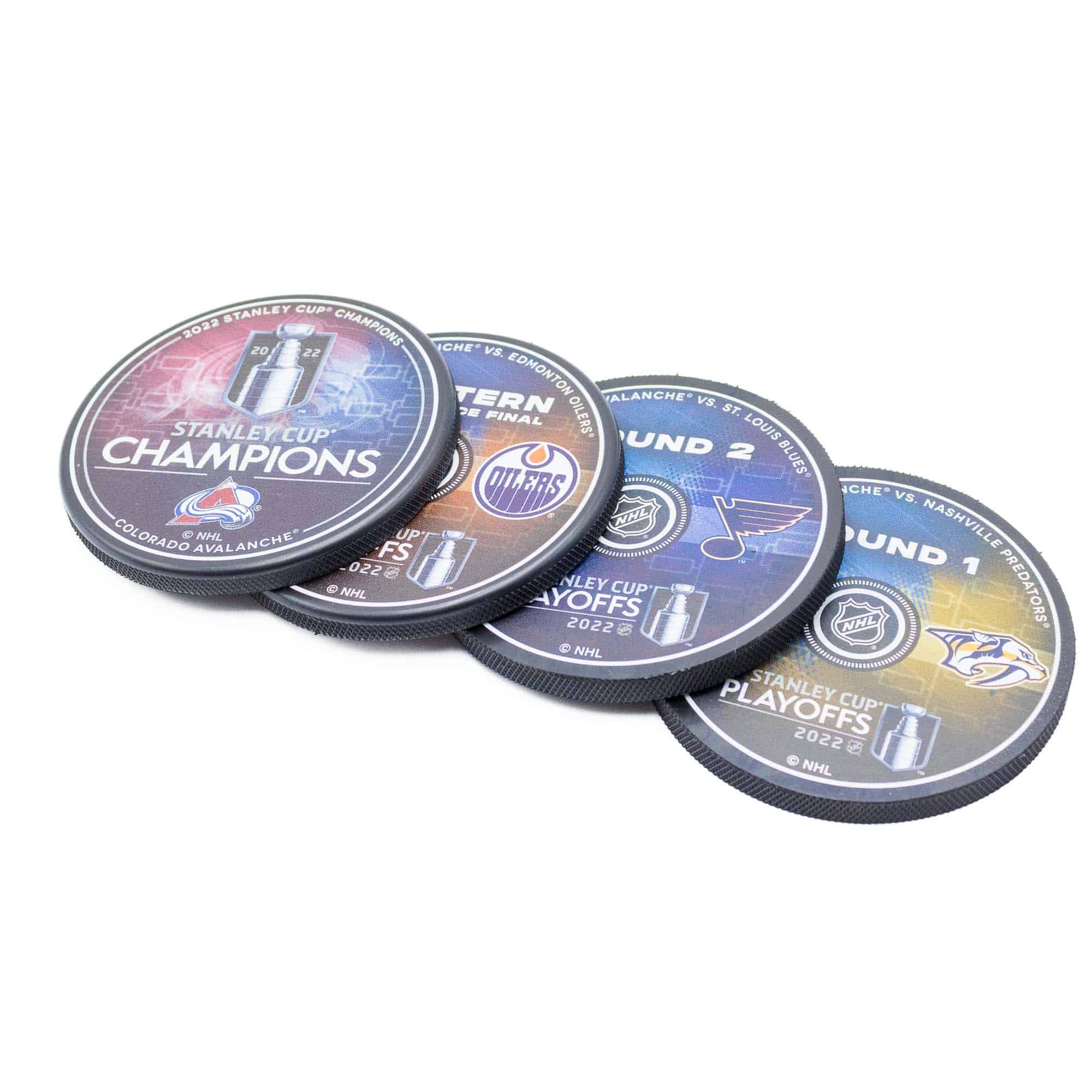 Colorado Avalanche 2022 Stanley Cup Champions NHL Puck Coasters (Set of 4)