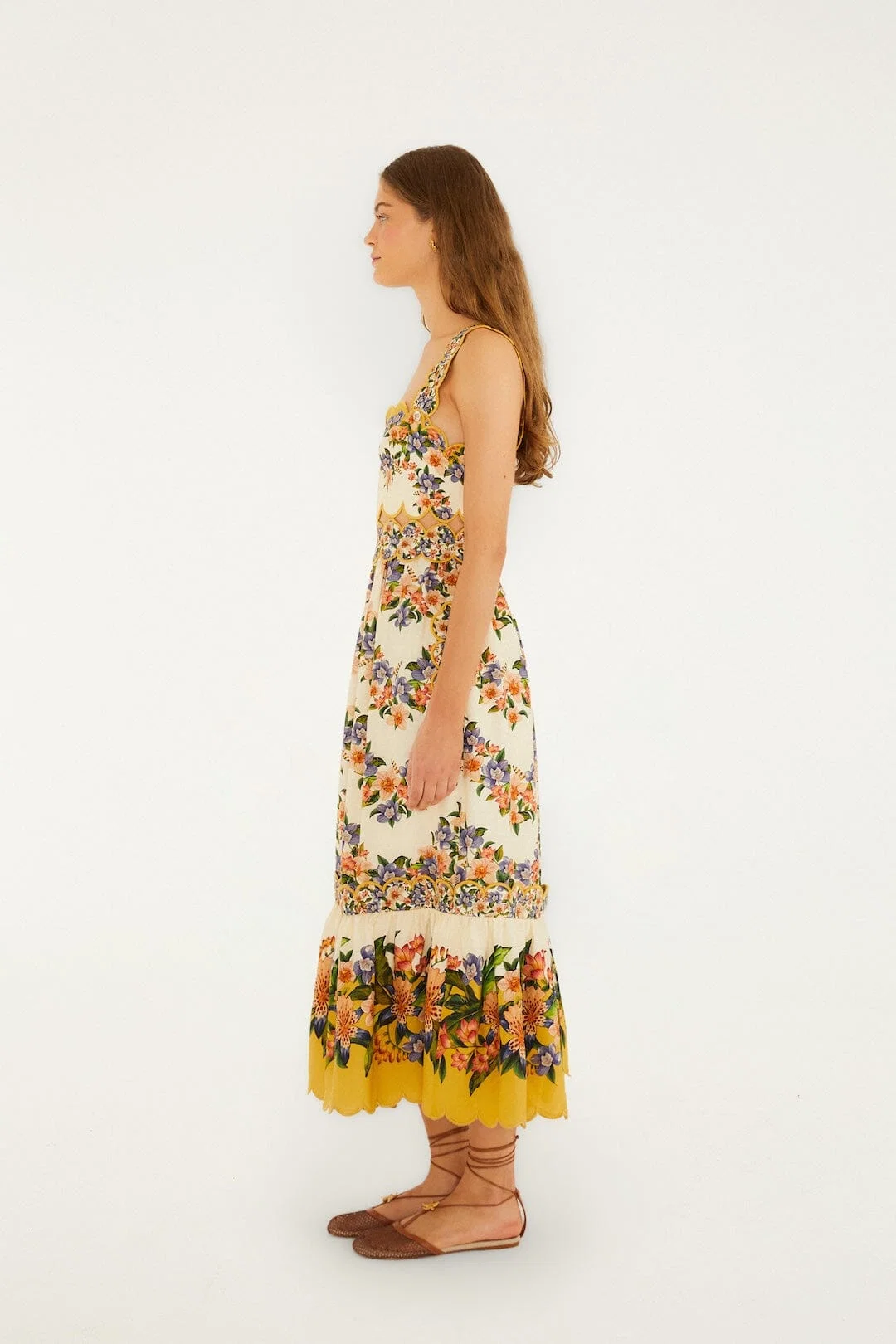 Sand Hilo Stripes Midi Dress