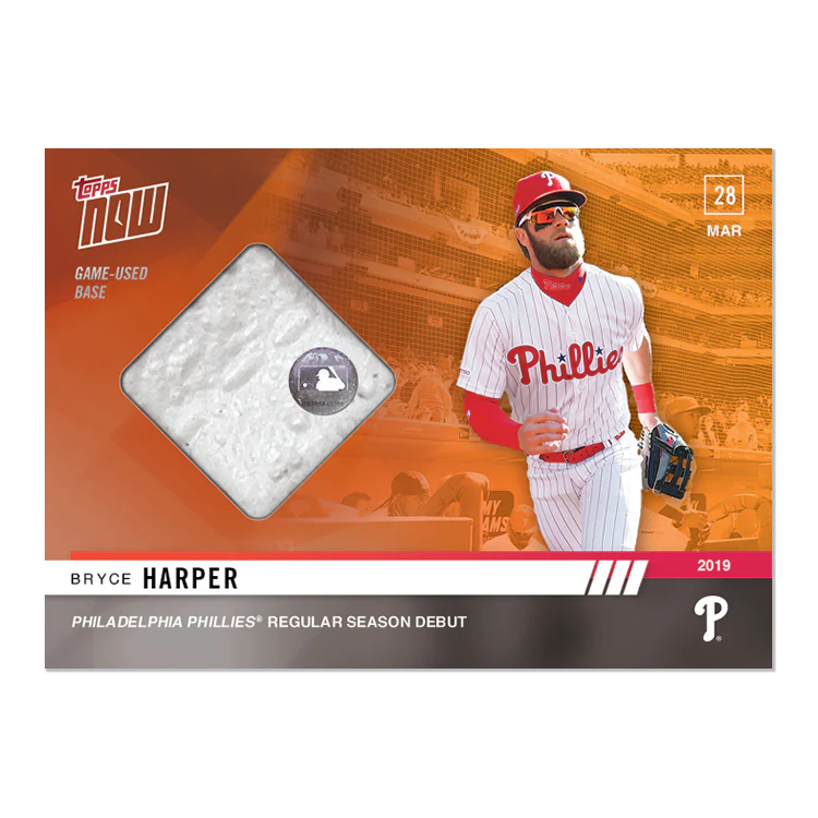 Game-Used Base Relic # to 5 - Bryce Harper - MLB TOPPS NOW® Card 13C