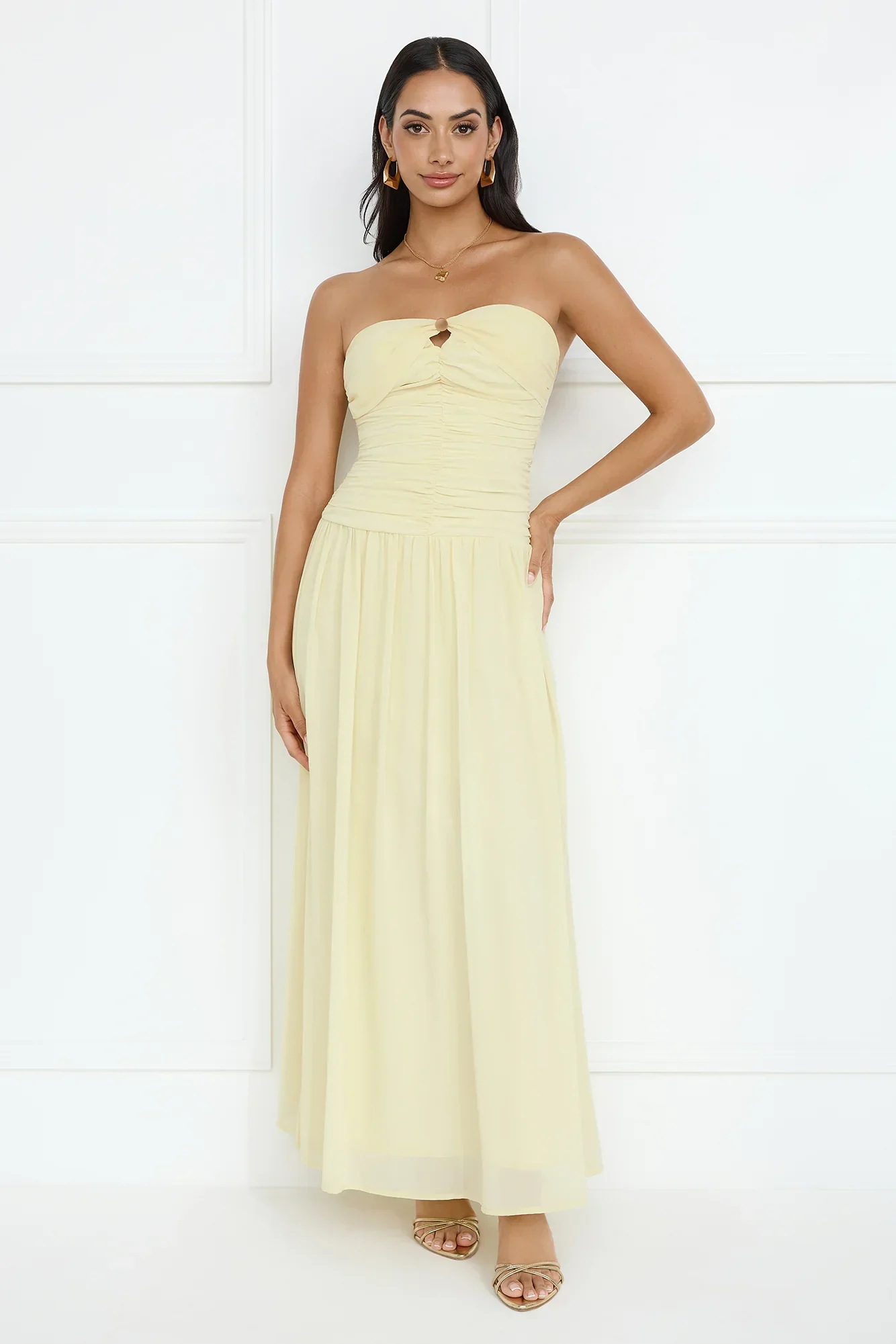 Enchanted Edit Strapless Maxi Dress Yellow