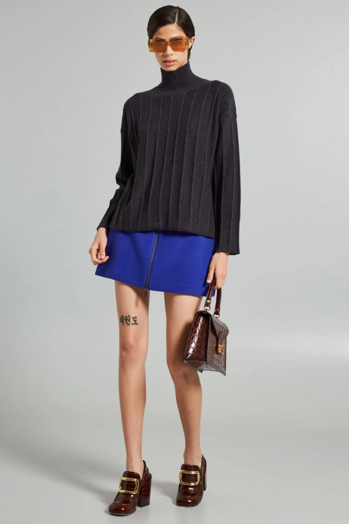 Wool-broadcloth mini skirt - BLUETTE