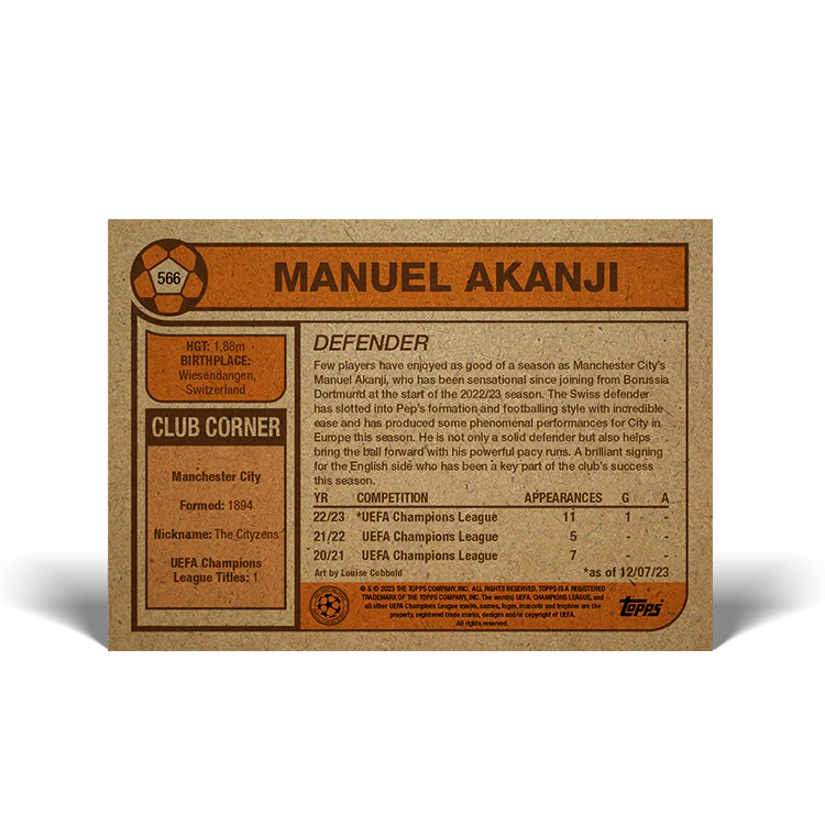 Topps UK - UCC Living Set Card #566 - Manuel Akanji