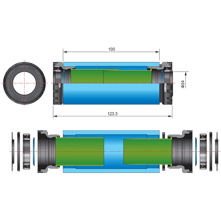 FSA MegaExo BB-7100/Di2 MTB NBD Fatbike Bottom Bracket BSA-68/73100-24
